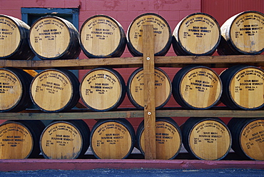 Whiskey barrels, Buffalo Trace Distillery, Frankfort, Kentucky, United States of America, North America