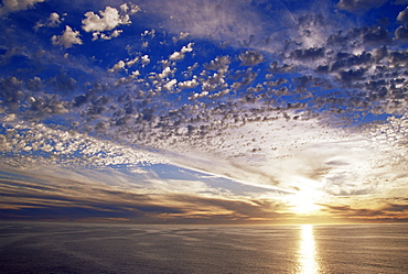 Sunset over Pacific coast of Mexico, from Sun Princess cruise ship, Mexico, North America