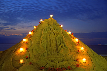 Sand castle on beach, Puerto Vallarta, Jalisco State, Mexico, North America