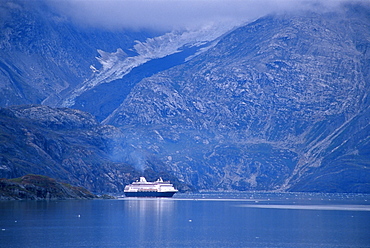 Cruise ship in John Hopkins Inlet, Glacier Bay National Park, Alaska, United States of America, North America