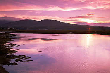 Sunset over Roundstone, County Galway, Connacht, Republic of Ireland, Europe