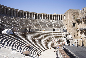 Amphitheatre dating from 162 AD, Aspendos, Antalya Region, Anatolia, Turkey, Asia Minor, Eurasia