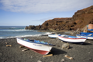 Beach at El Golfo Fishing Village, Lanzarote, Canary Islands, Spain, Atlantic, Europe