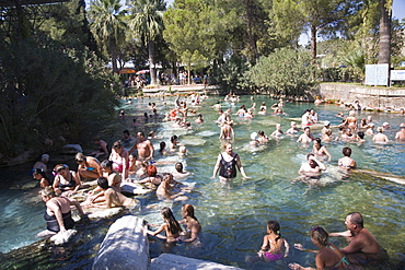 Bathing pool, archaeological site of Hierapolis, Pamukkale, Anatolia, Turkey, Asia Minor, Eurasia