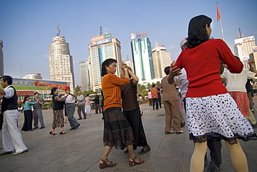 Ballroom dancing, early morning, Government Square, Kunming, Yunnan, China, Asia