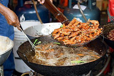 Fried chicken, Chatuchak weekend market, Bangkok, Thailand, Southeast Asia, Asia