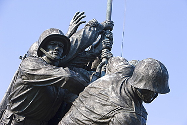 Detail of statue of Iwo Jima Memorial, Arlington National Cemetry, Washington D.C., United States of America, North America