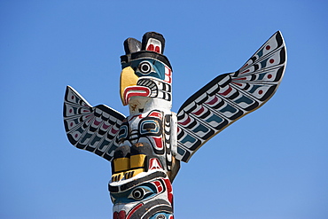 The top of a Totem Pole, Stanley Park, Vancouver, British Columbia, Canada, North America