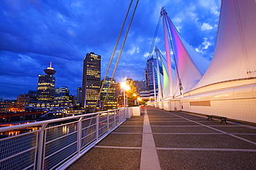 Canada Place and Downtown Vancouver waterfront at night, Vancouver, British Columbia, Canada, North America