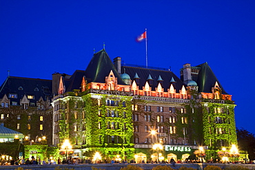 The Empress Hotel at night, Victoria, Vancouver Island, British Columbia, Canada, North America