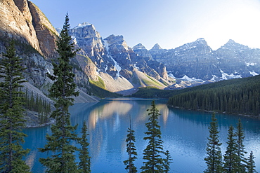 Reflections in Moraine Lake, Banff National Park, UNESCO World Heritage Site, Alberta, Rocky Mountains, Canada, North America