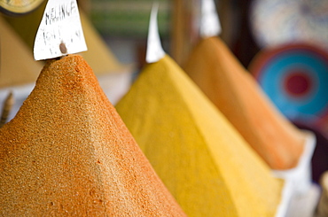 Spices for sale in the souk, Essaouira, Morocco, North Africa, Africa