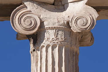 Detail of pillar on the Erechtheion at the Acropolis, UNESCO World Heritage Site, Athens, Greece, Europe