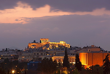 Sunset over the Acropolis, UNESCO World Heritage Site, Athens, Greece, Europe