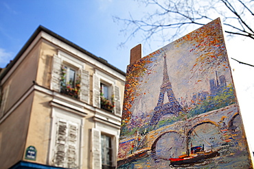 Painting for sale in the Place du Tertre, Montmartre, Paris, France, Europe