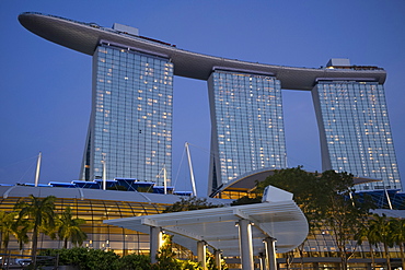 The Marina Bay Sands Hotel in Marina Bay at dusk, Singapore, Southeast Asia, Asia