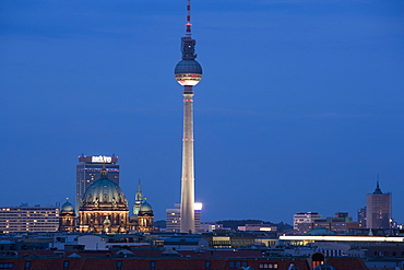 Fernsehturm, Television Tower, Telespargel (Toothpick), evening, Berlin, Germany, Europe