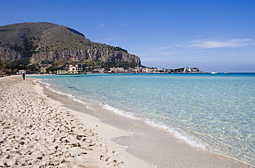 Beach, Mondello, Palermo, Sicily, Italy, Mediterranean, Europe