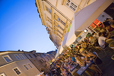 Cafes and street scene, Venturska Ul, Bratislava, Slovakia, Europe