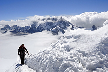 Mountaineer and climber, Mont Blanc range, French Alps, France, Europe