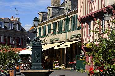 Ornate drinking fountain, Concarneau, Finistere, Brittany, France, Europe