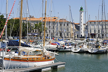 General view of the Yacht basin and lighthouse, La Rochelle, Charente-Maritime, France, Europe