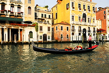 Gondola on the Grand Canal, Venice, UNESCO World Heritage Site, Veneto, Italy, Europe