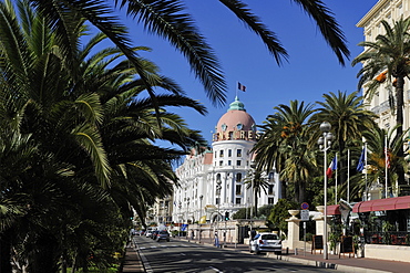 Hotels lining Promenade des Anglais, Nice, Alpes Maritimes, Provence, Cote d'Azur, French Riviera, France, Europe