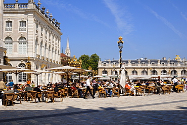 Restaurants, Place Stanislas, UNESCO World Heritage Site, Nancy, Lorraine, France, Europe