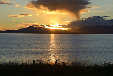 Sunset over Ardmucknish Bay with Lismore in the background, Highland, Scotland, United Kingdom, Europe 