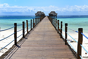 Hotel jetty, Bwejuu Beach, Zanzibar, Tanzania, Indian Ocean, East Africa, Africa