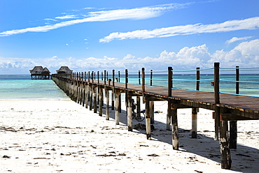 Hotel jetty, Bwejuu Beach, Zanzibar, Tanzania, Indian Ocean, East Africa, Africa