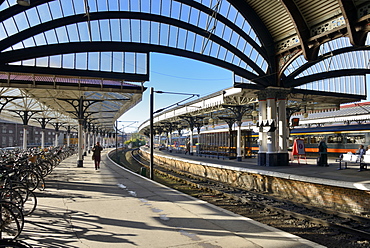 Bicycles on the platform at York Railway Station, York, Yorkshire, England, United Kingdom, Europe