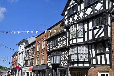 Medieval timber framed buildings, High Street, Ludlow, Shropshire, England, United Kingdom. Europe