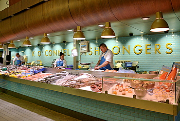 Market stall selling fish, The English Market, Cork, County Cork, Munster, Republic of Ireland, Europe