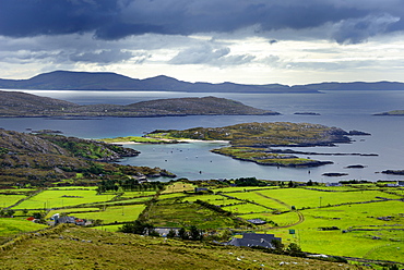 View from the roadside, Ring of Kerry, Iveragh Peninsula, Wild Atlantic Way, County Cork, Munster, Republic of Ireland, Europe