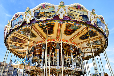 Vintage Carousel, Quai Sainte Etienne, Honfleur, Calvados, Basse Normandie (Normandy), France, Europe