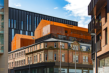 Victorian buildings and Cambridge Street Collective, Europes largest food collective, Charles Street, Heart of the City, Sheffield, Yorkshire, Engalnd