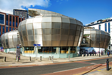 The Hubs, a fifteen million pound lottery-funded project, nicknamed the kettles, the drums and the curling stones, was built originally as the National Centre for Popular Music in 1999. It was built as a museum to celebrate contemporary music and culture,