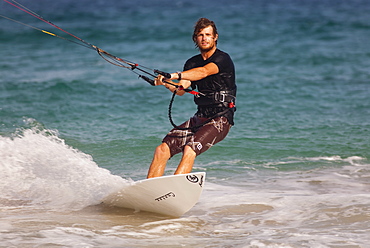 Kite surfer, Cotillo, Fuerteventura, Canary Islands, Spain,. Atlantic, Europe