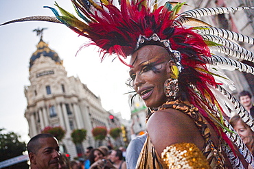 Gay Pride 2009, Metropolis building, Madrid, Spain, Europe