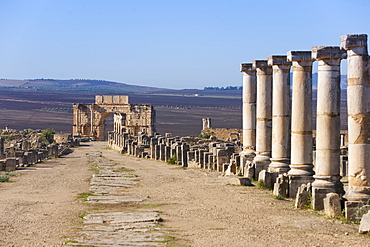 Triumph Arch, Roman ruins, Volubilis, UNESCO World Heritage Site, Morocco, North Africa, Africa