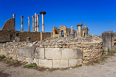 The Capitol, Roman ruins, Volubilis, UNESCO World Heritage Site, Morocco, North Africa, Africa