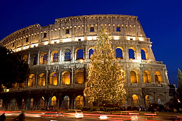 Colosseum at Christmas time, Rome, Lazio, Italy, Europe