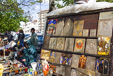 Icons at Aleksander Nevski church market, Sofia, Bulgaria, Europe