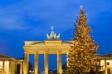 Brandenburg gate at Christmas time, Berlin, Germany, Europe