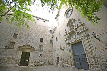 Signs of the Civil War in Sant Felip Neri Square, Gothic Quarter, Barcelona, Catalonia, Spain, Europe