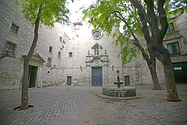 Sant Felip Neri Square, Civil War signs, Gothic Quarter, Barcelona, Catalonia, Spain, Europe