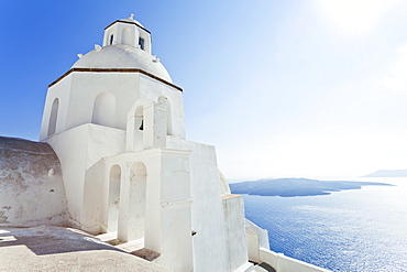 Greek Orthodox Church in Fira, Santorini (Thira), Cyclades Islands, Aegean Sea, Greek Islands, Greece, Europe