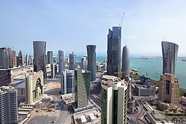 New skyline of the West Bay central financial district, Doha, Qatar, Middle East